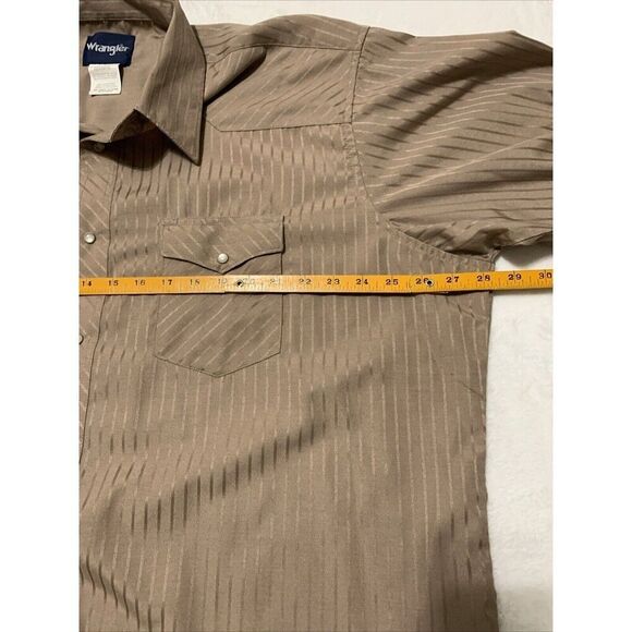 Wrangler Men's L Western Dobby Stripe Brown Gold Snap Long Sleeve Shirt XXL - Picture 6 of 7
